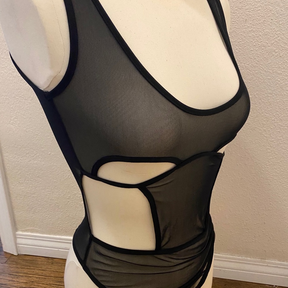 Black mesh bodysuit